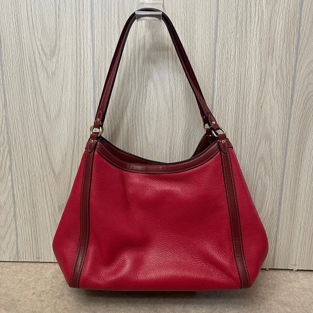 Coach Kristy Pebbled Leather Shoulder Bag C6828 in Red Apple Multi Colorblock